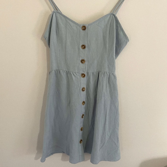 Tobi Word on the Street Light Blue Button Up Mini Dress S - Picture 2 of 4
